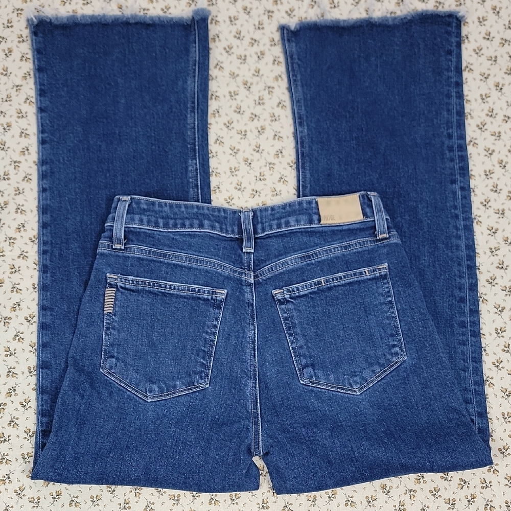 PAIGE Straight Leg Jeans in Medium Blue Denim